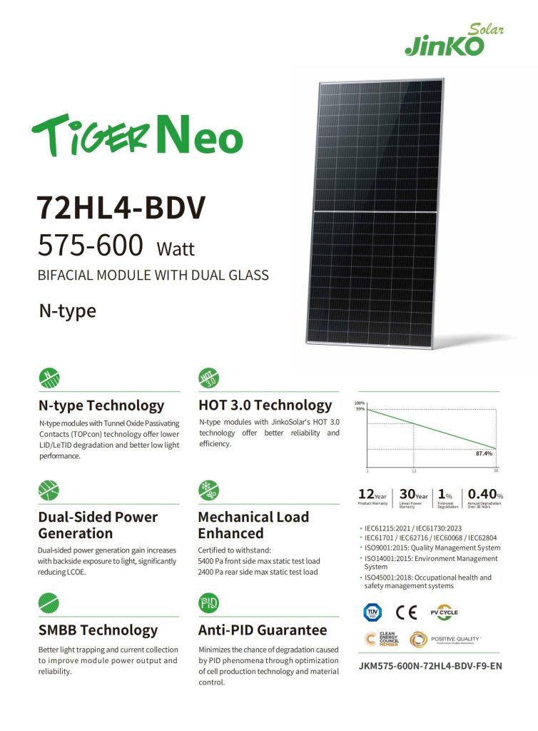 Tấm Pin NLMT Jinko Tiger Neo N-type 575W 580W 585W 590W 595W 600W ...